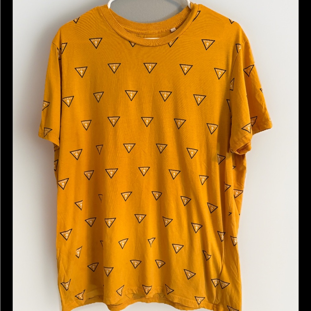 Guess Logo Men's Orange Graphic T-Shirt Sz XL